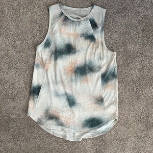 Sleeveless Tie-Dye Print Tank Top - White with Green & Peach Accents-Lululemon
